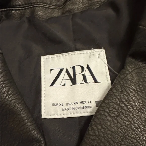 Zara Faux Leather Moto Biker Jacket - Picture 3 of 8